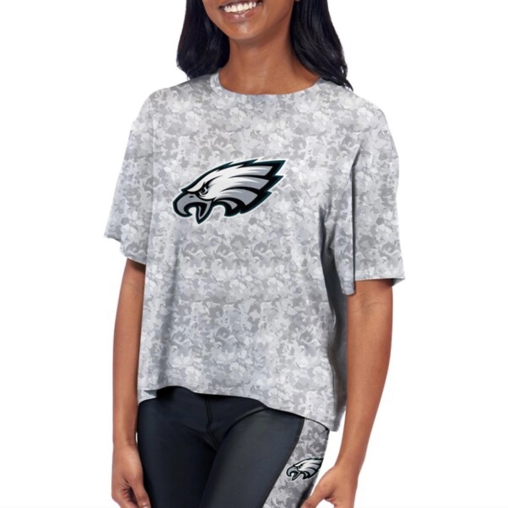 Women's Philadelphia Eagles Certo Gray Cropped Turnout Shirt, Medium